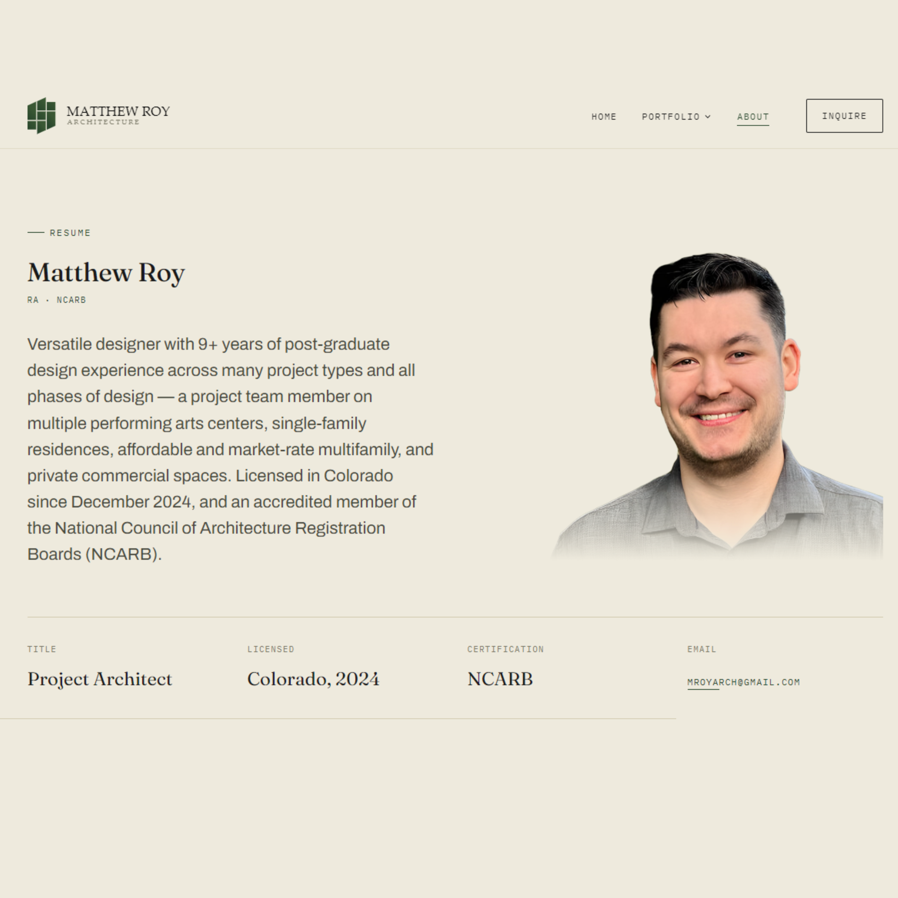 Matthew Roy Architecture Website