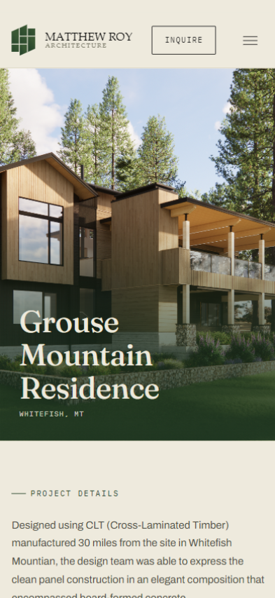 Matthew Roy Architecture Mockup Project Page
